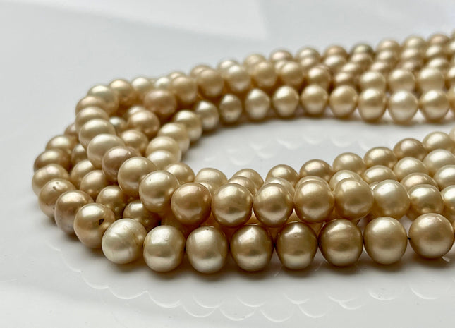 8.5-9 mm AA Beige Champagne Color Potato Freshwater Pearl Beads Genuine Natural Hugh Luster Freshwater Pearl Beads 45-50 Beads#562