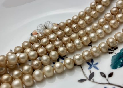 8.5-9 mm AA Beige Champagne Color Potato Freshwater Pearl Beads Genuine Natural Hugh Luster Freshwater Pearl Beads 45-50 Beads#562