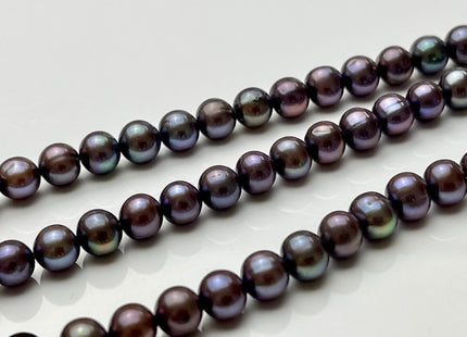 6.5-7 mm AA Peacock Potato Freshwater Pearl Beads, Genuine Purple Peacock Off Round Freshwater Pearls 65 Beads #515