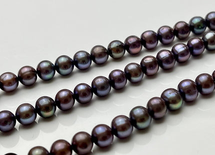 6.5-7 mm AAA Peacock Potato Freshwater Pearl Beads, Genuine Purple Peacock Off Round Freshwater Pearls 60 Beads #515