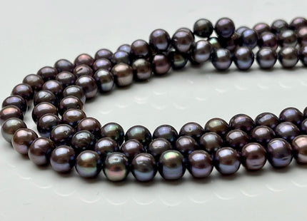 6.5-7 mm AA Peacock Potato Freshwater Pearl Beads, Genuine Purple Peacock Off Round Freshwater Pearls 65 Beads #515