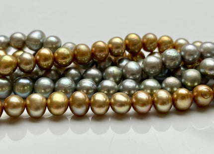 6-6.5mm AA Golden Champagne OR Laurel Green Potato Freshwater Pearl Beads Genuine High Luster Freshwater Pearl Beads70 Beads #516