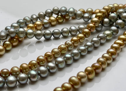 6-6.5mm AA Golden Champagne OR Laurel Green Potato Freshwater Pearl Beads Genuine High Luster Freshwater Pearl Beads70 Beads #516