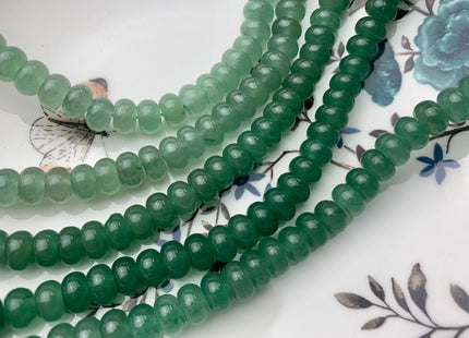 5x8 mm Natural Color Smooth Rondelle Shape Green Aventurine Gemstone Beads Genuine Green Aventurine Loose Beads 15 Inches Strand #2787