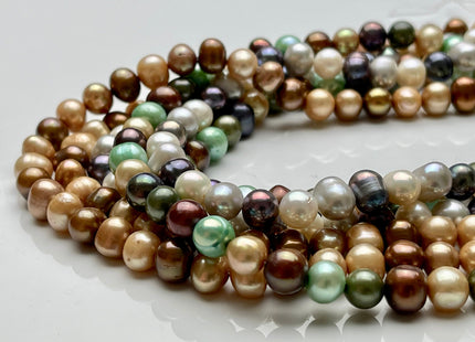 7-8 mm Multi Color Potato Freshwater Pearl Beads Mixed White Gray Peacock Green Brown Champagne potato Pearl Genuine Pearl Beads #549