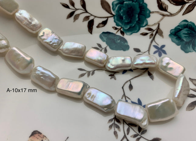 10x17-20 mm AAA Natural White Rectangle Coin Freshwater Pearl Beads Genuine High Luster Coin Freshwater Pearls 18-25 Beads #P1816
