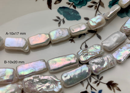 10x17-20 mm AAA Natural White Rectangle Coin Freshwater Pearl Beads Genuine High Luster Coin Freshwater Pearls 18-25 Beads #P1816