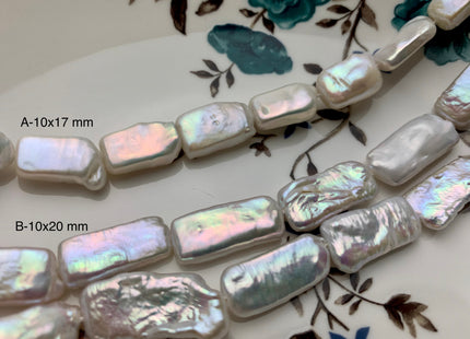 10x17-20 mm AAA Natural White Rectangle Coin Freshwater Pearl Beads Genuine High Luster Coin Freshwater Pearls 18-25 Beads #P1816