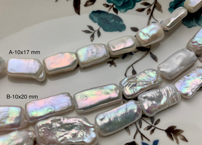 10x17-20 mm AAA Natural White Rectangle Coin Freshwater Pearl Beads Genuine High Luster Coin Freshwater Pearls 18-25 Beads #P1816