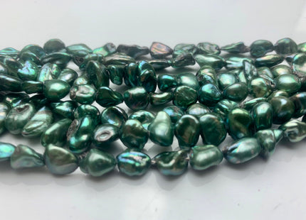 10 mm Nugget OR 7x10 mm Rice Nugget Green Color Keishi B Grade Freshwater Pearl Beads Genuine Keishi Nugget Freshwater Pearls #1233