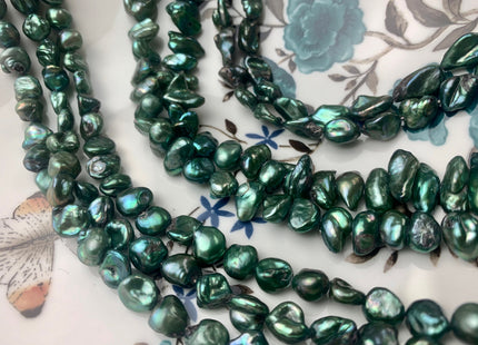 10 mm Nugget OR 7x10 mm Rice Nugget Green Color Keishi B Grade Freshwater Pearl Beads Genuine Keishi Nugget Freshwater Pearls #1233