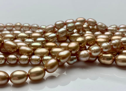 5x7 6x8 mm Taupe Champagne Rice/ Oval Shape Freshwater Pearl Beads Freshwater Rice Pearls #1182