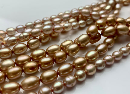 5x7 6x8 mm Taupe Champagne Rice/ Oval Shape Freshwater Pearl Beads Freshwater Rice Pearls #1182