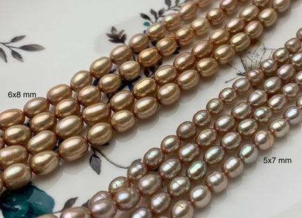 5x7 6x8 mm Taupe Champagne Rice/ Oval Shape Freshwater Pearl Beads Freshwater Rice Pearls #1182