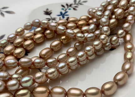 5x7 6x8 mm Taupe Champagne Rice/ Oval Shape Freshwater Pearl Beads Freshwater Rice Pearls #1182