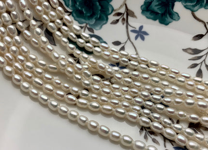4x6 mm AAA Large Hole Rice Oval Freshwater Pearl Hole Size 1.0mm Genuine High Luster Natural White Small Tiny Rice Pearl #P1817