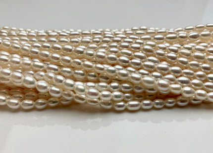 4x6 mm AAA Large Hole Rice Oval Freshwater Pearl Hole Size 1.0mm Genuine High Luster Natural White Small Tiny Rice Pearl #P1817
