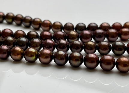 8.5-9mm 11-11.5mm AAA Dark Chocolate Brown Color Round Freshwater Pearl Beads Genuine Freshwater Pearl Beads High Luster Round Pearls #1569