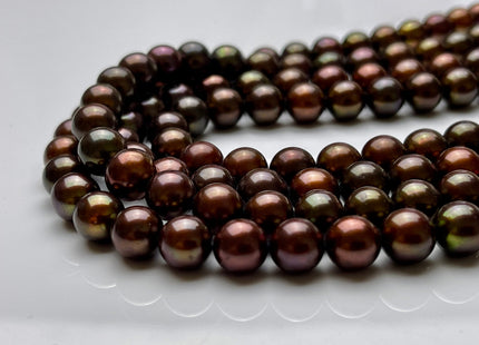 8.5-9mm 11-11.5mm AAA Dark Chocolate Brown Color Round Freshwater Pearl Beads Genuine Freshwater Pearl Beads High Luster Round Pearls #1569