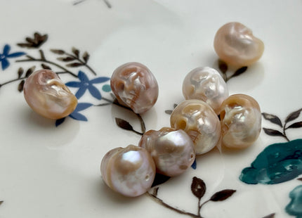 One Piece 9x11-13mm Hand Carved Skull Freshwater Pearl Beads Genuine Natural Pink Top Half Drilled Pearl For DIY Earring Pendant #P1838