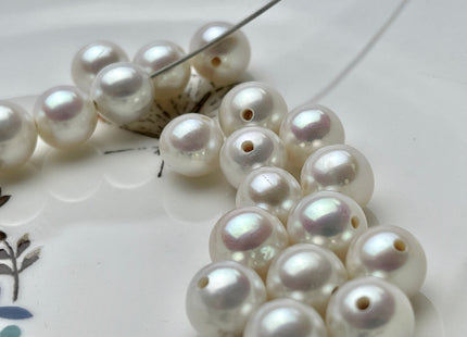 One Piece 8.5-9mm AAAAA Natural White Round Freshwater Edison Pearl Large Hole Natural White High Luster Akoya Quality Edison Pearl #P1839