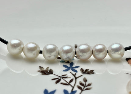 One Piece 8.5-9mm AAAAA Natural White Round Freshwater Edison Pearl Large Hole Natural White High Luster Akoya Quality Edison Pearl #P1839