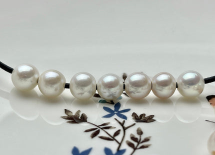 One Piece 8.5-9mm AAAAA Natural White Round Freshwater Edison Pearl Large Hole Natural White High Luster Akoya Quality Edison Pearl #P1839