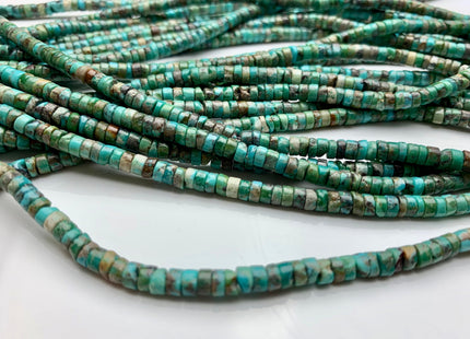 4 mm 100% All Natural Turquoise Heishi Rondelle Shape Genuine Rare Natural Color Turquoise Gemstones Loose Beads 15.5 Inches Strand #3815