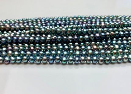 4 mm AAA Rainbow Blue Peacock Color Small Freshwater Potato Pearl Beads Genuine High Luster Peacock Small Potato Pearls 100 Pieces #P1822