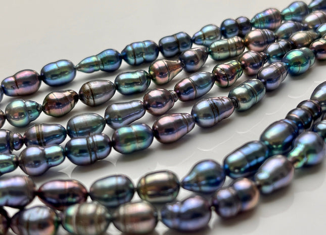 7x10-14 mm Rainbow Blue Peacock Baroque Freshwater Pearl Beads Genuine High Luster Peacock Baroque Freshwater Pearls 36 Pieces #P1855