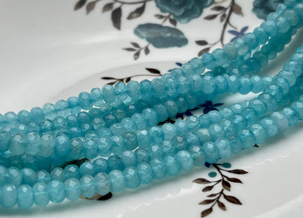 BEST DEAL 4x6 mm Faceted Rondelle Aqua Blue Color Agate Gemstone Beads Genuine Agate Gemstone Loose Beads 15 Inches Strand #3835