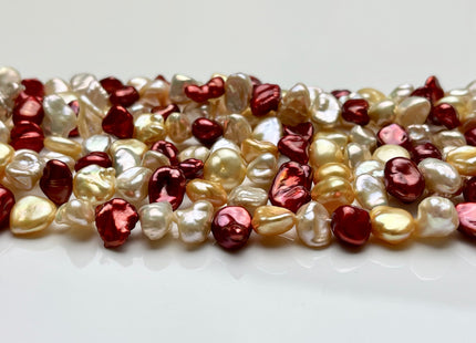 7x10mm AAA Super High Luster Gold Red Natural White Pink Keshi Nugget Freshwater Pearl Beads Genuine Natural Keshi Pearls #P1847