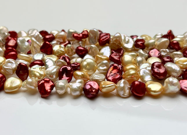 7x10mm AAA Super High Luster Gold Red Natural White Pink Keshi Nugget Freshwater Pearl Beads Genuine Natural Keshi Pearls #P1847