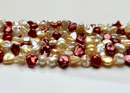 7x10mm AAA Super High Luster Gold Red Natural White Pink Keshi Nugget Freshwater Pearl Beads Genuine Natural Keshi Pearls #P1847