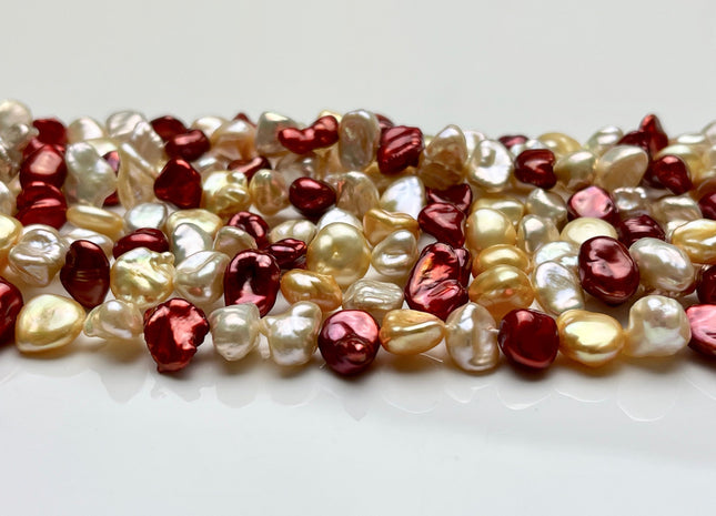 7x10mm AAA Super High Luster Gold Red Natural White Pink Keshi Nugget Freshwater Pearl Beads Genuine Natural Keshi Pearls #P1847