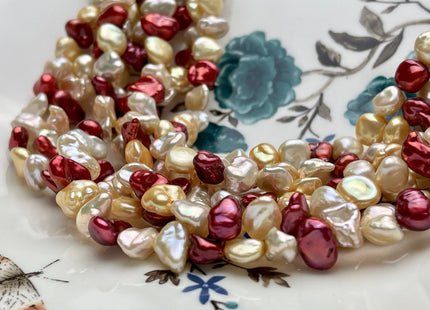 7x10mm AAA Super High Luster Gold Red Natural White Pink Keshi Nugget Freshwater Pearl Beads Genuine Natural Keshi Pearls #P1847
