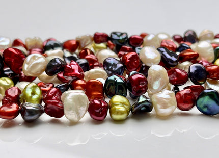 8x11mm AAA Super High Luster Mixed Color Keshi Nugget Freshwater Pearl Beads Genuine Natural Keshi Nugget Pearls #P1848