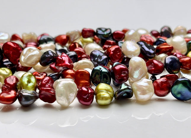 8x11mm AAA Super High Luster Mixed Color Keshi Nugget Freshwater Pearl Beads Genuine Natural Keshi Nugget Pearls #P1848