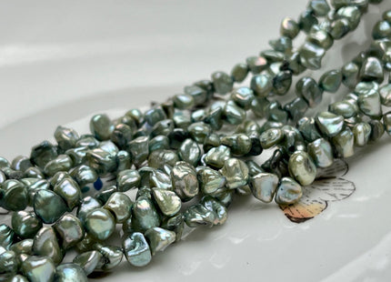 4-5x6-7mm Sage Green Color Keshi Freshwater Pearl Beads Top Drilled Keshi Pearls Genuine Freshwater Tiny Keshi Pearls #P1851