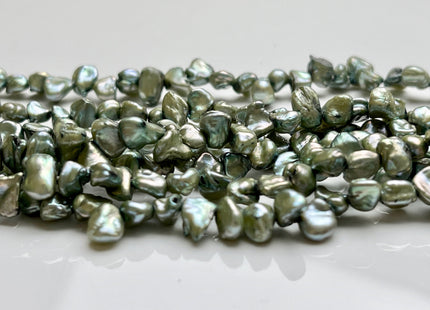 4-5x6-7mm Sage Green Color Keshi Freshwater Pearl Beads Top Drilled Keshi Pearls Genuine Freshwater Tiny Keshi Pearls #P1851