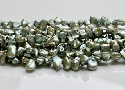 4-5x6-7mm Sage Green Color Keshi Freshwater Pearl Beads Top Drilled Keshi Pearls Genuine Freshwater Tiny Keshi Pearls #P1851