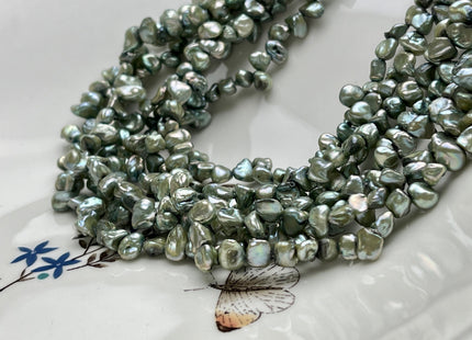 4-5x6-7mm Sage Green Color Keshi Freshwater Pearl Beads Top Drilled Keshi Pearls Genuine Freshwater Tiny Keshi Pearls #P1851