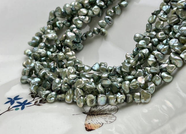 4-5x6-7mm Sage Green Color Keshi Freshwater Pearl Beads Top Drilled Keshi Pearls Genuine Freshwater Tiny Keshi Pearls #P1851