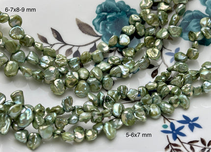 5-7x7-9mm Sage Green Color Keshi Freshwater Pearl Beads Top Drilled Keshi Pearls Genuine Freshwater Tiny Keshi Pearls #P1852