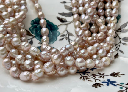 7x8-9 mm Natural Pink Baroque Freshwater Pearl Beads Genuine Soft Pink Color Baroque Freshwater Pearls 46-47 Pieces #P1853