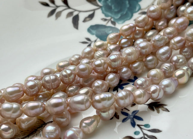 7x8-9 mm Natural Pink Baroque Freshwater Pearl Beads Genuine Soft Pink Color Baroque Freshwater Pearls 46-47 Pieces #P1853