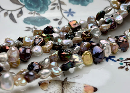 7x9 mm AAA Natural Seaweed Pink Gray Brown Color Keshi Nugget Freshwater Pearl Beads Genuine Keshi Nugget Freshwater Pearls #P1850