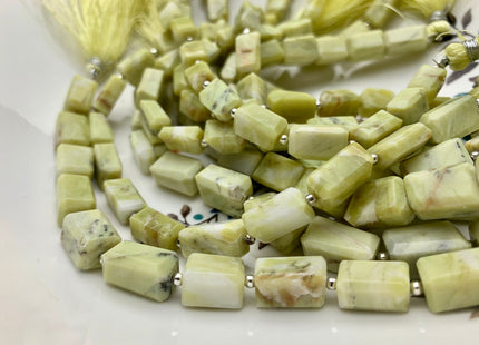 7-10x10-18mm 100% All Natural Yellow Serpentine Gemstone Beads Faceted Nugget Shape Genuine Quality Irregular Gemstone Bead 8 Inches #3746