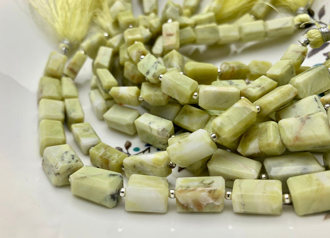 7-10x10-18mm 100% All Natural Yellow Serpentine Gemstone Beads Faceted Nugget Shape Genuine Quality Irregular Gemstone Bead 8 Inches #3746
