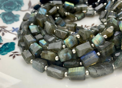 6-8x10-15mm AAA 100% All Natural Labradorite Gemstone Beads Faceted Nugget Genuine Quality Irregular Blue Flash Labradorite 8 Inches #3817